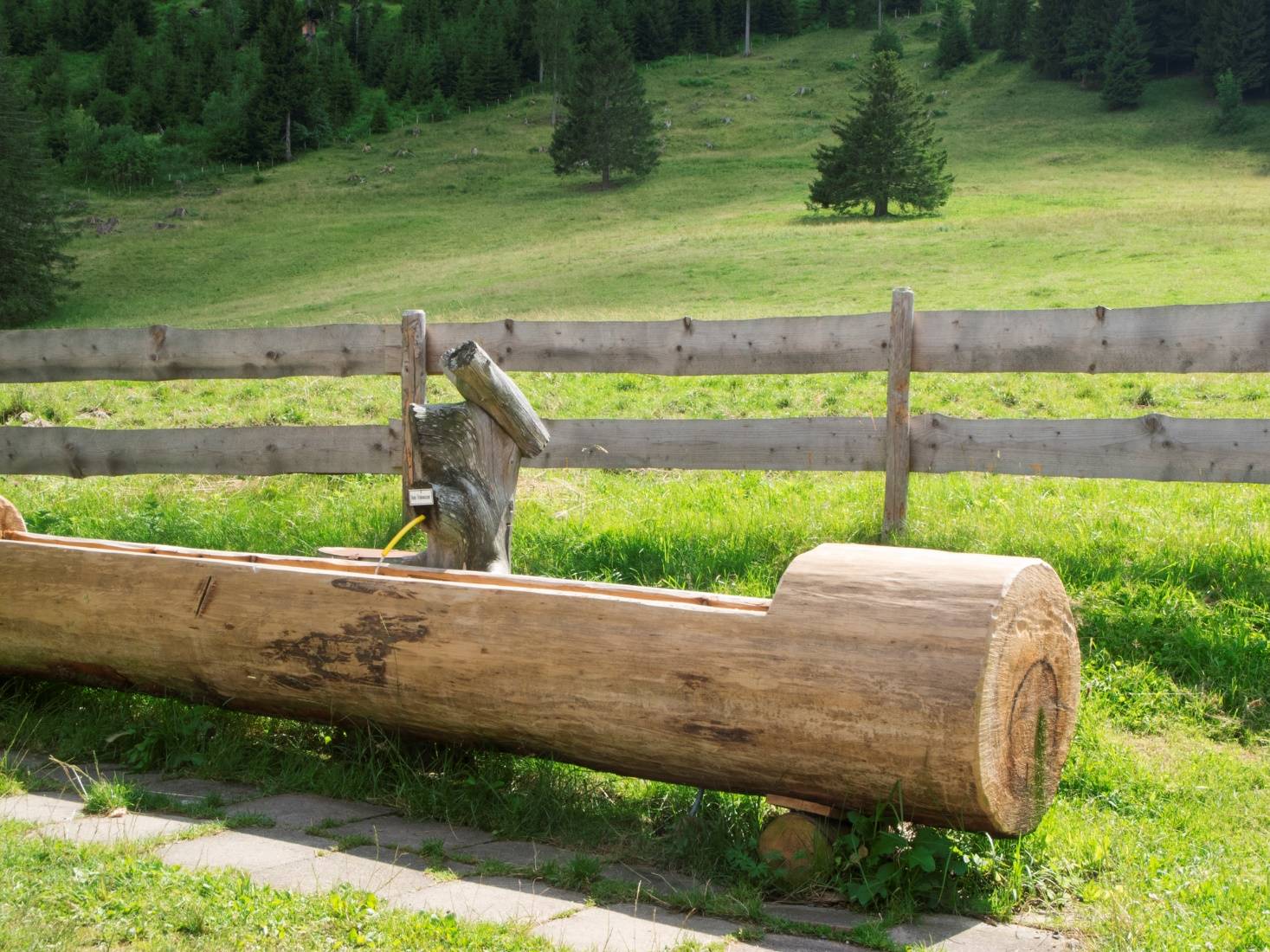 Wooden water trough.