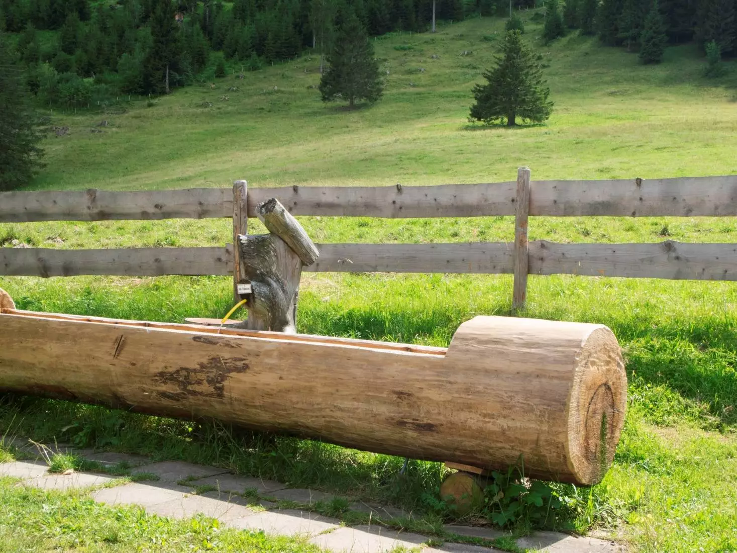 Wooden water trough.